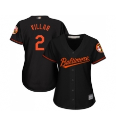 Women's Baltimore Orioles #2 Jonathan Villar Replica Black Alternate Cool Base Baseball Jersey
