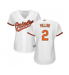Women's Baltimore Orioles #2 Jonathan Villar Replica White Home Cool Base Baseball Jersey