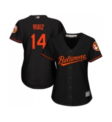Women's Baltimore Orioles #14 Rio Ruiz Replica Black Alternate Cool Base Baseball Jersey