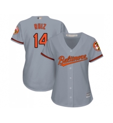 Women's Baltimore Orioles #14 Rio Ruiz Replica Grey Road Cool Base Baseball Jersey