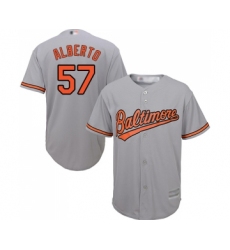 Men's Baltimore Orioles #57 Hanser Alberto Replica Grey Road Cool Base Baseball Jersey