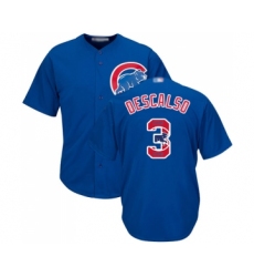 Men's Chicago Cubs #3 Daniel Descalso Authentic Royal Blue Team Logo Fashion Cool Base Baseball Jersey