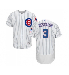 Men's Chicago Cubs #3 Daniel Descalso White Home Flex Base Authentic Collection Baseball Jersey