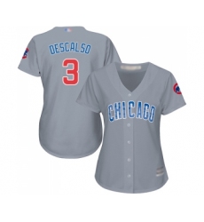 Women's Chicago Cubs #3 Daniel Descalso Authentic Grey Road Baseball Jersey
