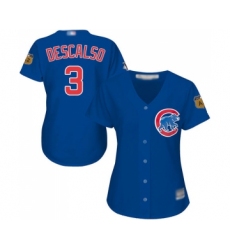 Women's Chicago Cubs #3 Daniel Descalso Authentic Royal Blue Alternate Baseball Jersey