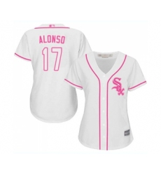 Women's Chicago White Sox #17 Yonder Alonso Replica White Fashion Cool Base Baseball Jersey