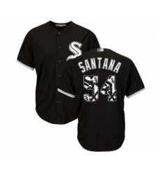 Men's Chicago White Sox #54 Ervin Santana Authentic Black Team Logo Fashion Cool Base Baseball Jersey