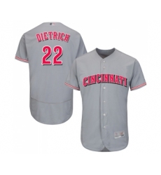 Men's Cincinnati Reds #22 Derek Dietrich Grey Road Flex Base Authentic Collection Baseball Jersey