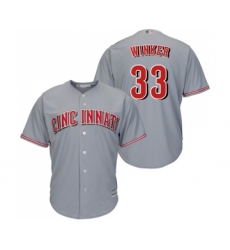 Men's Cincinnati Reds #33 Jesse Winker Replica Grey Road Cool Base Baseball Jersey