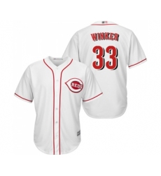 Youth Cincinnati Reds #33 Jesse Winker Replica White Home Cool Base Baseball Jersey