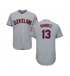 Men's Cleveland Indians #13 Hanley Ramirez Grey Road Flex Base Authentic Collection Baseball Jersey