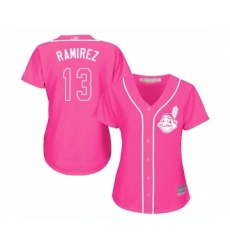Women's Cleveland Indians #13 Hanley Ramirez Replica Pink Fashion Cool Base Baseball Jersey