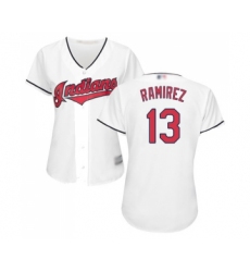 Women's Cleveland Indians #13 Hanley Ramirez Replica White Home Cool Base Baseball Jersey