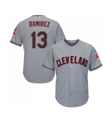 Youth Cleveland Indians #13 Hanley Ramirez Replica Grey Road Cool Base Baseball Jersey