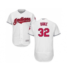Men's Cleveland Indians #32 Zach Duke White Home Flex Base Authentic Collection Baseball Jersey