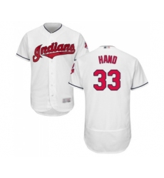 Men's Cleveland Indians #33 Brad Hand White Home Flex Base Authentic Collection Baseball Jersey