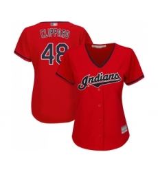 Women's Cleveland Indians #48 Tyler Clippard Replica Scarlet Alternate 2 Cool Base Baseball Jersey
