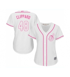 Women's Cleveland Indians #48 Tyler Clippard Replica White Fashion Cool Base Baseball Jersey