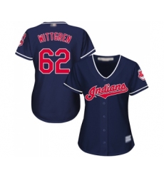 Women's Cleveland Indians #62 Nick Wittgren Replica Navy Blue Alternate 1 Cool Base Baseball Jersey