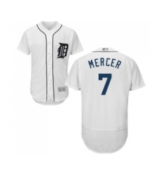 Men's Detroit Tigers #7 Jordy Mercer White Home Flex Base Authentic Collection Baseball Jersey