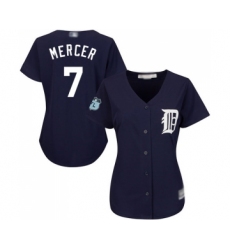 Women's Detroit Tigers #7 Jordy Mercer Replica Navy Blue Alternate Cool Base Baseball Jersey