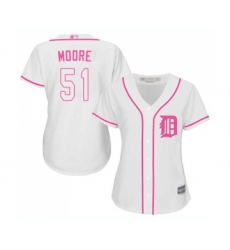 Women's Detroit Tigers #51 Matt Moore Replica White Fashion Cool Base Baseball Jersey