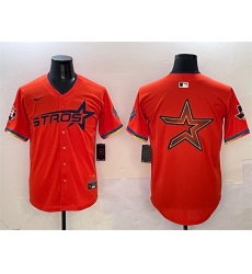 Mens Houston Astros Team Big Logo Orange 2025 City Connect With Texas Limited Stitched Baseball Jersey