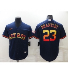 Men's Houston Astros #23 Michael Brantley Navy Blue Rainbow Stitched MLB Cool Base Nike Jersey