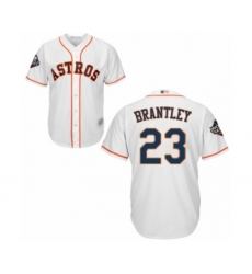 Youth Houston Astros #23 Michael Brantley Authentic White Home Cool Base 2019 World Series Bound Baseball Jersey