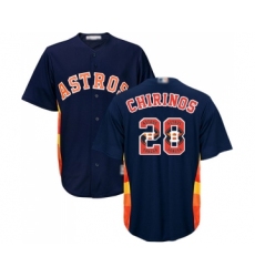 Men's Houston Astros #28 Robinson Chirinos Authentic Navy Blue Team Logo Fashion Cool Base Baseball Jersey