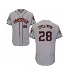 Men's Houston Astros #28 Robinson Chirinos Grey Road Flex Base Authentic Collection 2019 World Series Bound Baseball Jersey