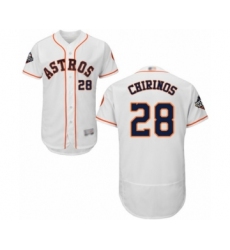 Men's Houston Astros #28 Robinson Chirinos White Home Flex Base Authentic Collection 2019 World Series Bound Baseball Jersey