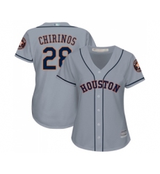 Women's Houston Astros #28 Robinson Chirinos Authentic Grey Road Cool Base Baseball Jersey