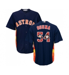 Men's Houston Astros #54 Roberto Osuna Authentic Navy Blue Team Logo Fashion Cool Base Baseball Jersey