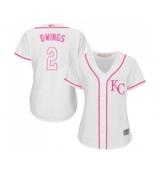 Women's Kansas City Royals #2 Chris Owings Replica White Fashion Cool Base Baseball Jersey