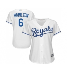 Women's Kansas City Royals #6 Billy Hamilton Replica White Home Cool Base Baseball Jersey