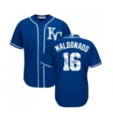 Men's Kansas City Royals #16 Martin Maldonado Blue Authentic Blue Team Logo Fashion Cool Base Baseball Jersey