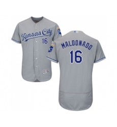 Men's Kansas City Royals #16 Martin Maldonado Grey Road Flex Base Authentic Collection Baseball Jersey