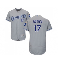 Men's Kansas City Royals #17 Hunter Dozier Grey Road Flex Base Authentic Collection Baseball Jersey