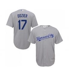 Men's Kansas City Royals #17 Hunter Dozier Replica Grey Road Cool Base Baseball Jersey