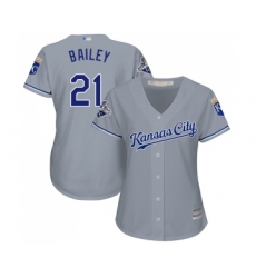Women's Kansas City Royals #21 Homer Bailey Replica Grey Road Cool Base Baseball Jersey