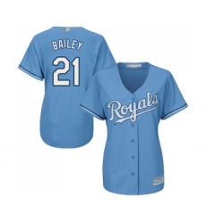 Women's Kansas City Royals #21 Homer Bailey Replica Light Blue Alternate 1 Cool Base Baseball Jersey