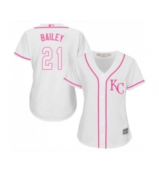 Women's Kansas City Royals #21 Homer Bailey Replica White Fashion Cool Base Baseball Jersey