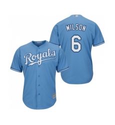 Men's Kansas City Royals #6 Willie Wilson Replica Light Blue Alternate 1 Cool Base Baseball Jersey