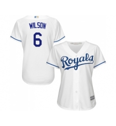 Women's Kansas City Royals #6 Willie Wilson Replica White Home Cool Base Baseball Jersey