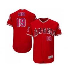 Men's Los Angeles Angels of Anaheim #19 Fred Lynn Red Alternate Flex Base Authentic Collection Baseball Jersey