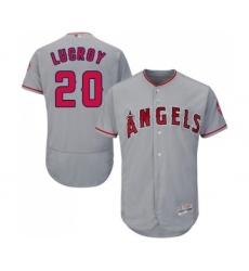 Men's Los Angeles Angels of Anaheim #20 Jonathan Lucroy Grey Road Flex Base Authentic Collection Baseball Jersey
