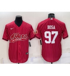 Men's San Francisco 49ers #97 Nick Bosa Red With Patch Cool Base Stitched Baseball Jersey