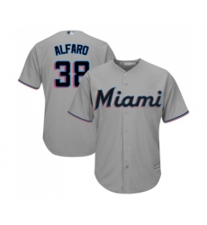 Men's Miami Marlins #38 Jorge Alfaro Replica Grey Road Cool Base Baseball Jersey