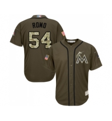 Youth Miami Marlins #54 Sergio Romo Authentic Green Salute to Service Baseball Jersey